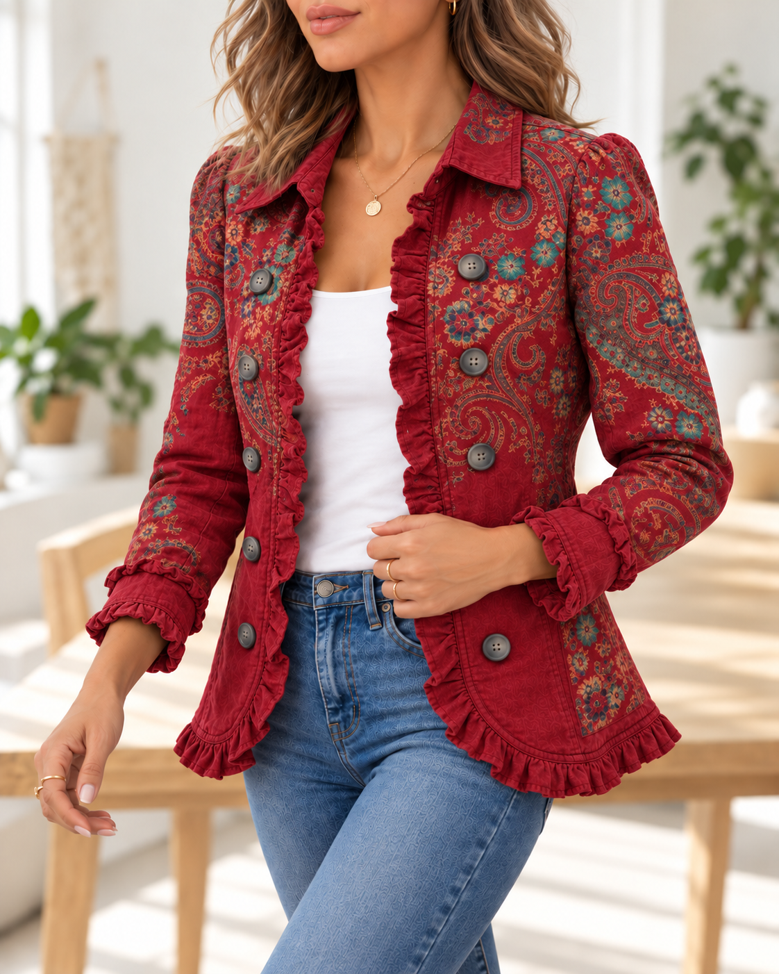Fayrene · Chaqueta cachemira roja