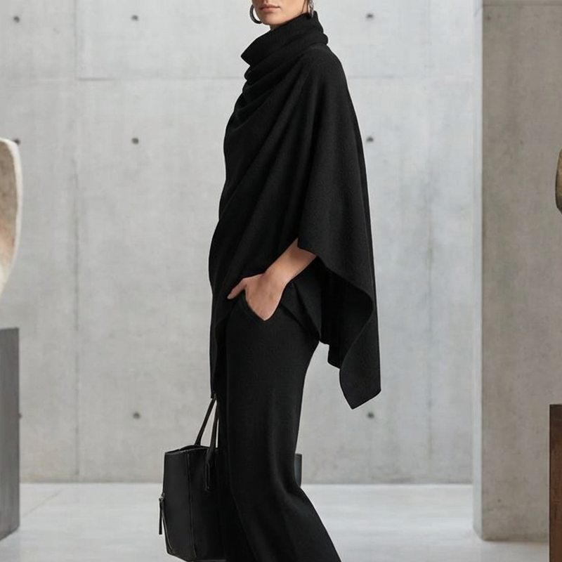 Valentina | Conjunto Elegante con Cuello Alto y Pantalón de Pierna Ancha