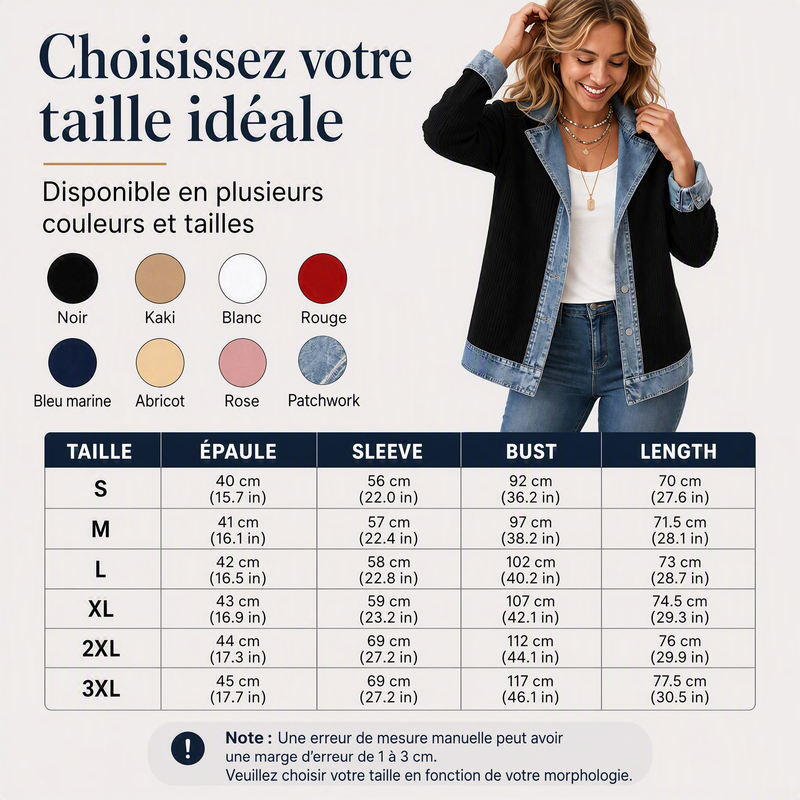 Camila | Abrigo Elegante de Punto Acanalado con Detalles de Denim
