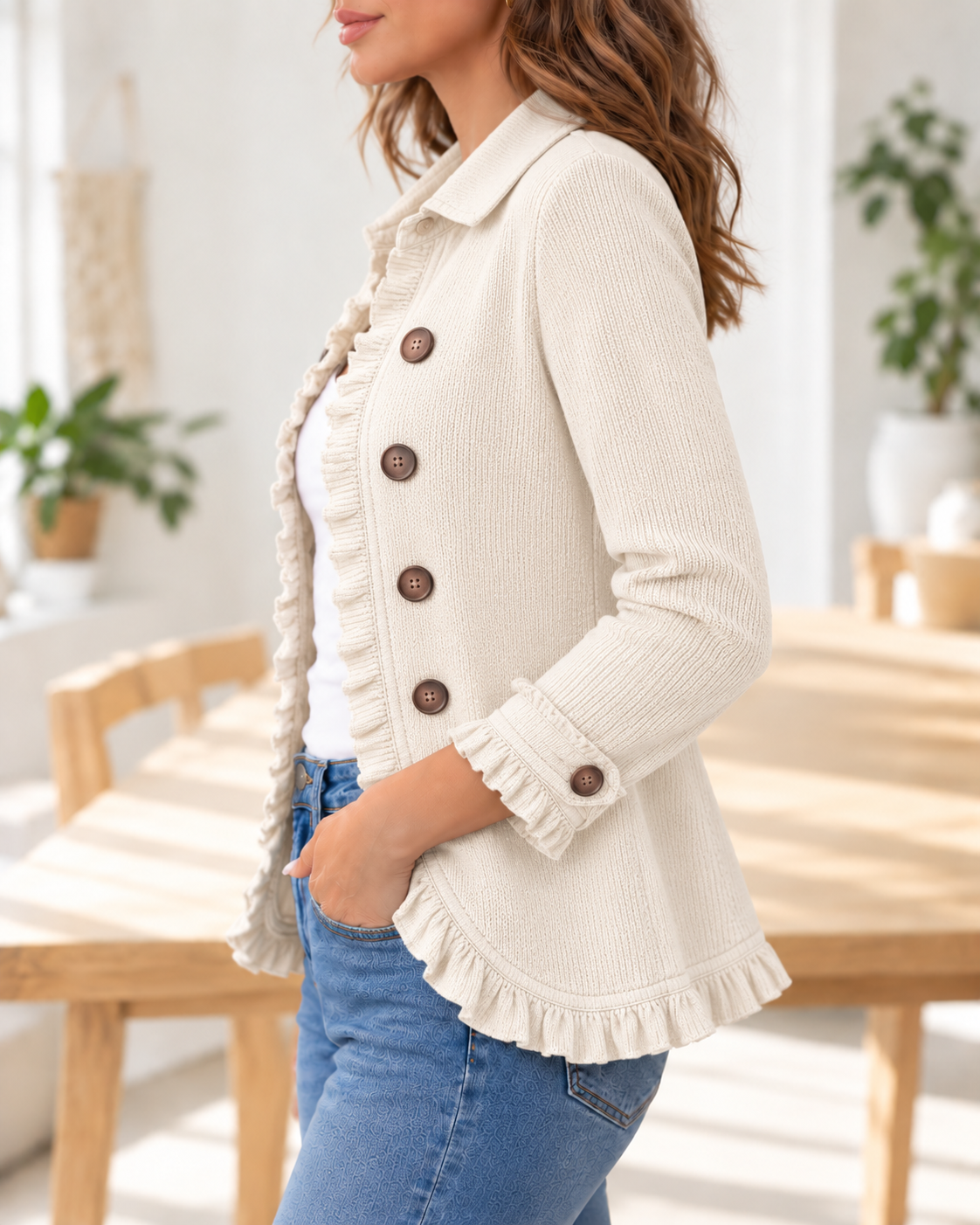 Adeline · Chaqueta canalé marfil