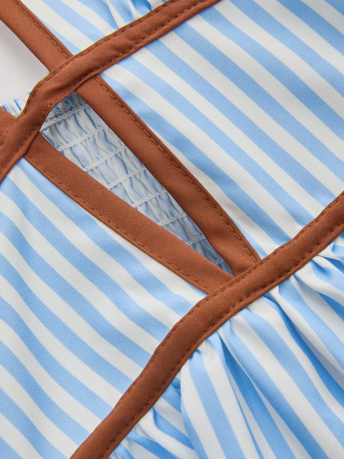 Deep V Neck Halter Striped Midi Dress