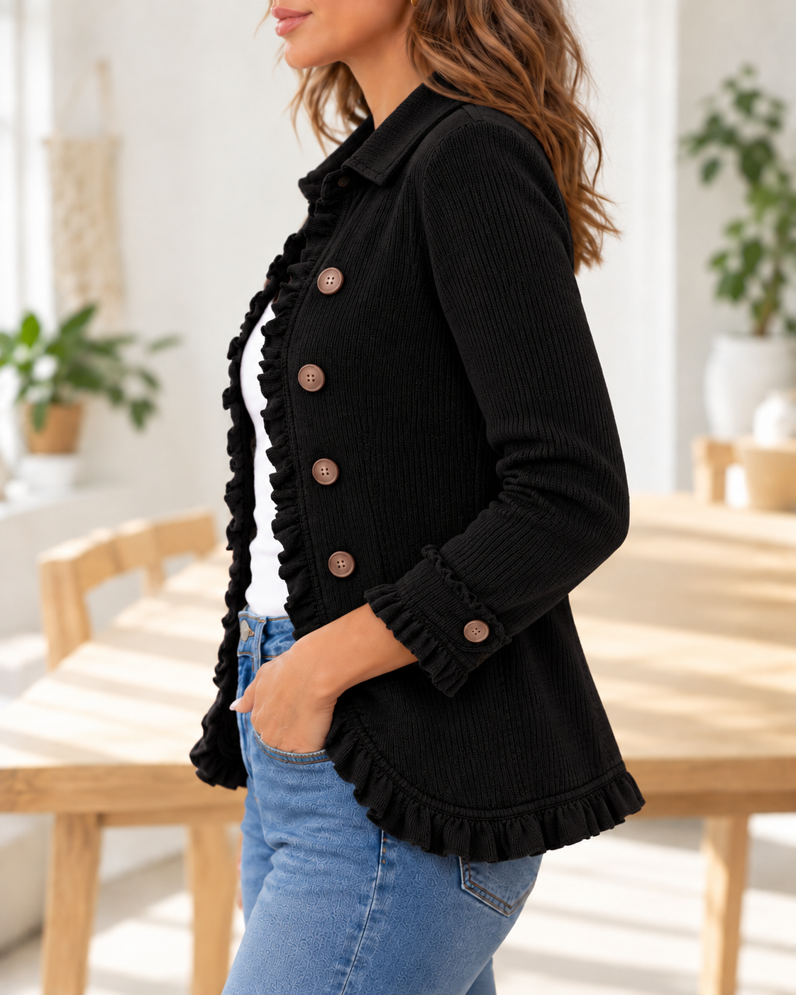 Camille · Chaqueta canalé negra