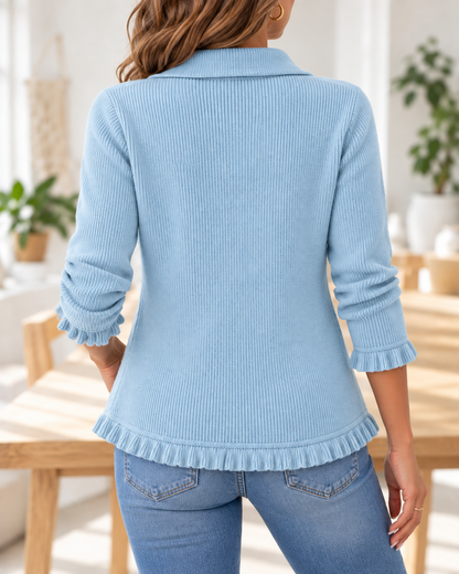 Cecilia · Chaqueta canalé azul