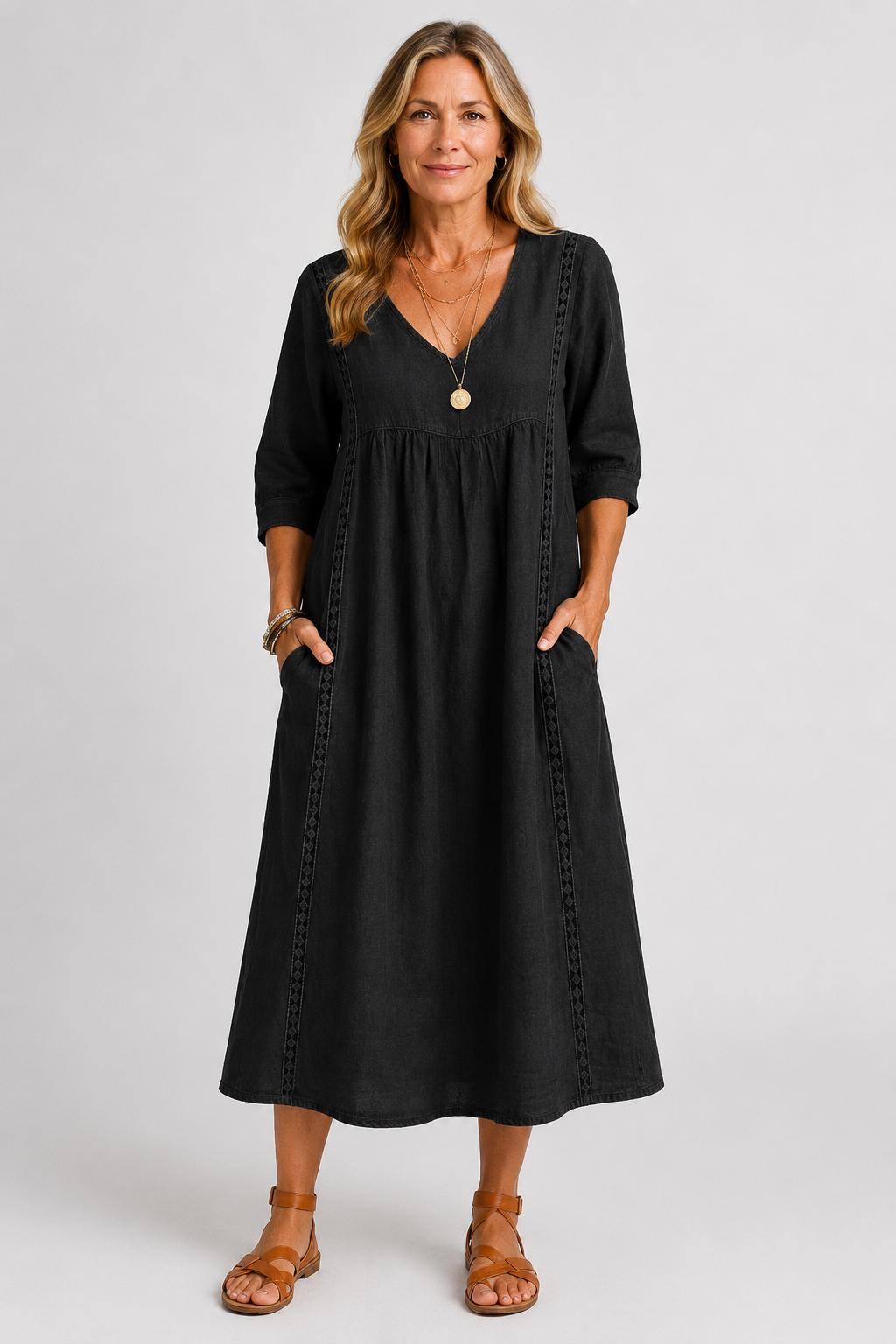 Soleya | Vestido midi con detalles de encaje