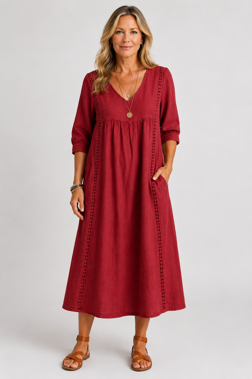 Soleya | Vestido midi con detalles de encaje