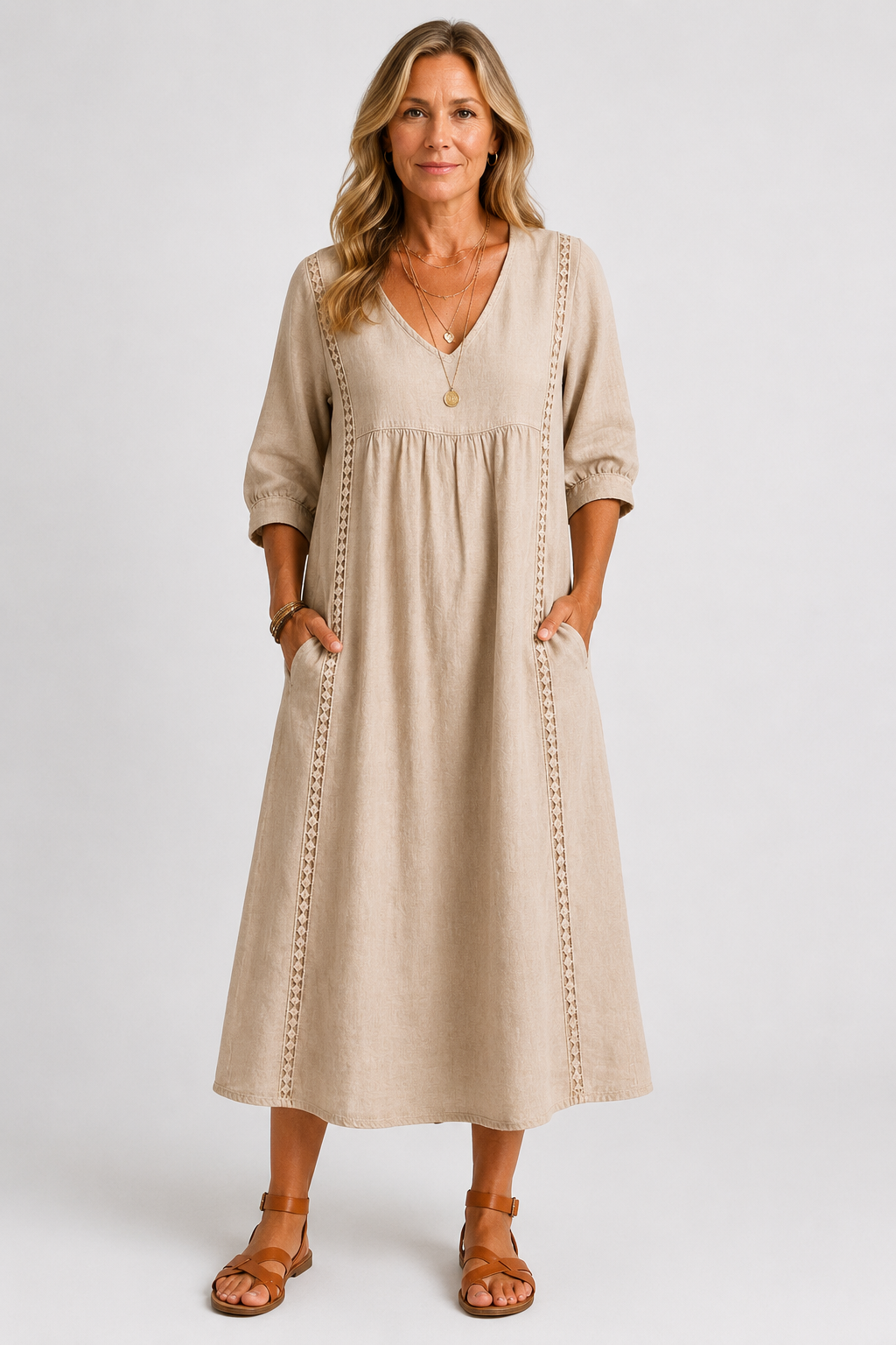 Soleya | Vestido midi con detalles de encaje