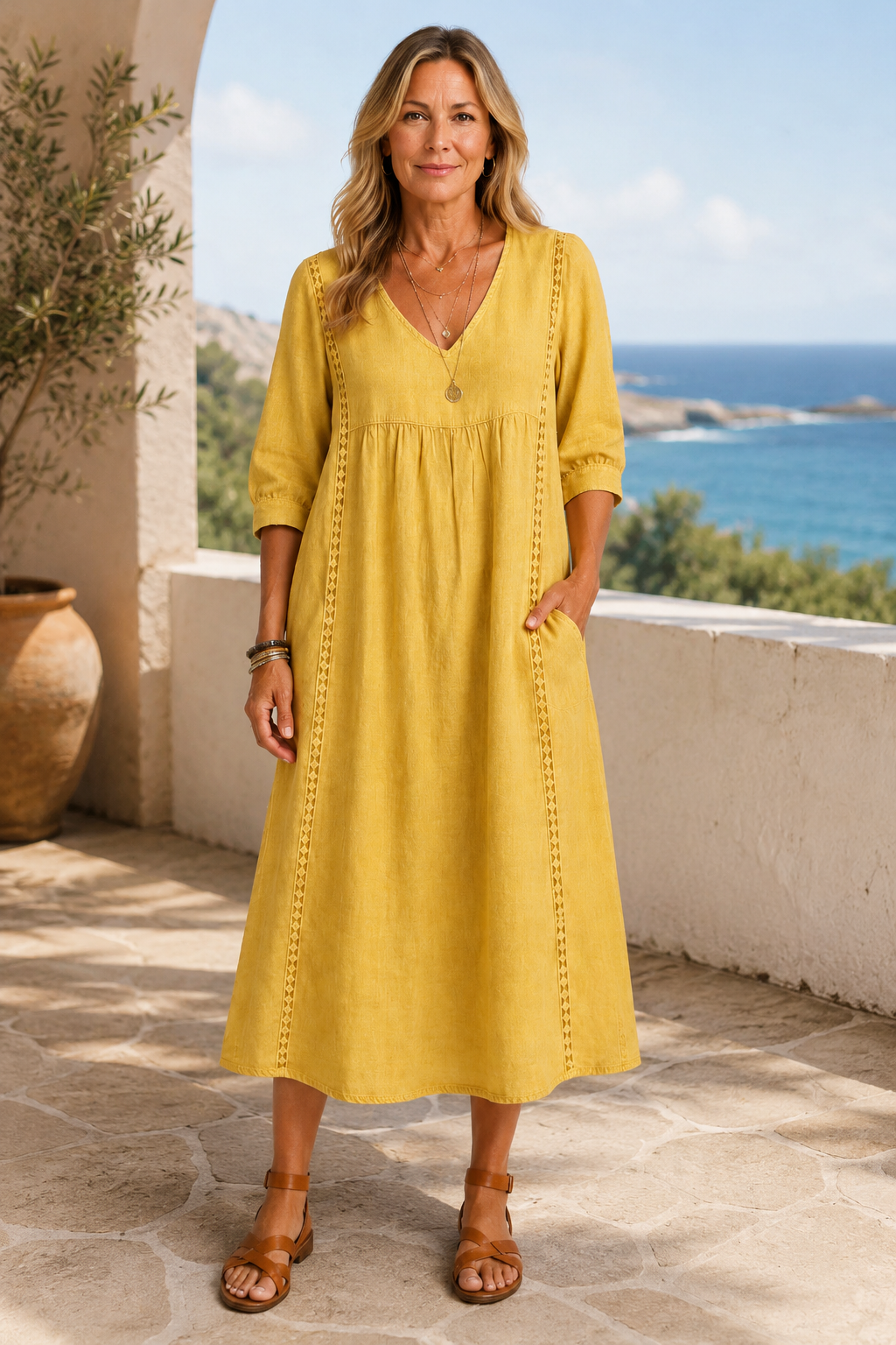 Soleya | Vestido midi con detalles de encaje