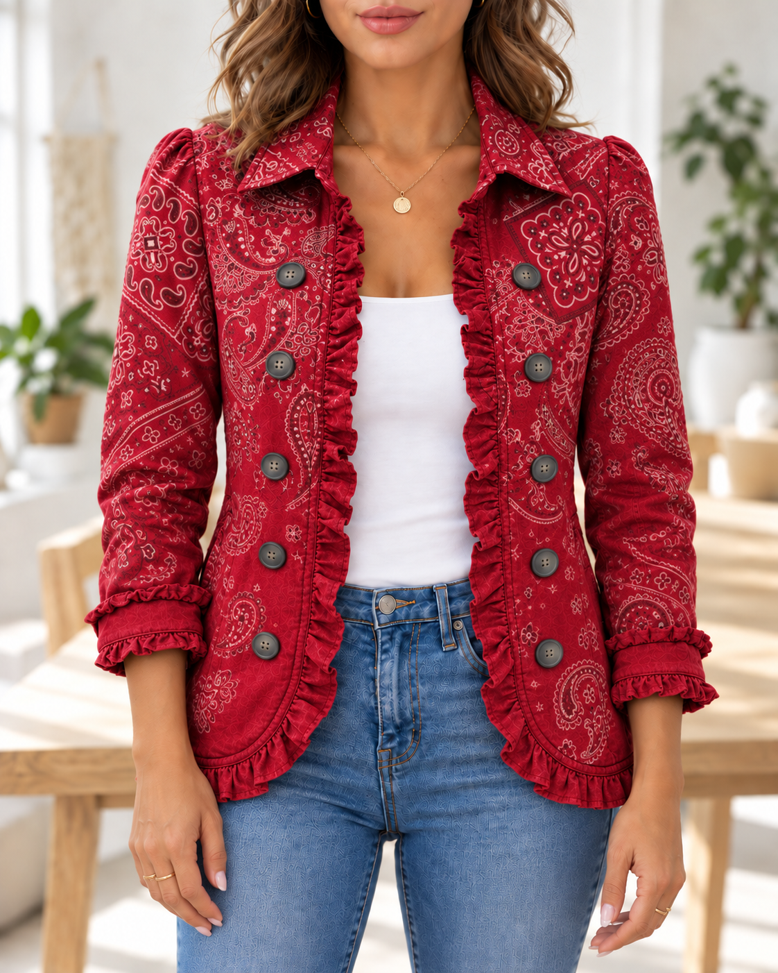 Criselle · Chaqueta paisley roja