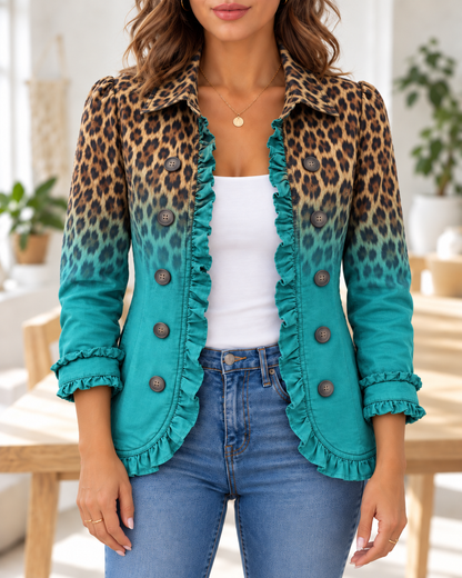 Elspeth · Chaqueta leopardo turquesa