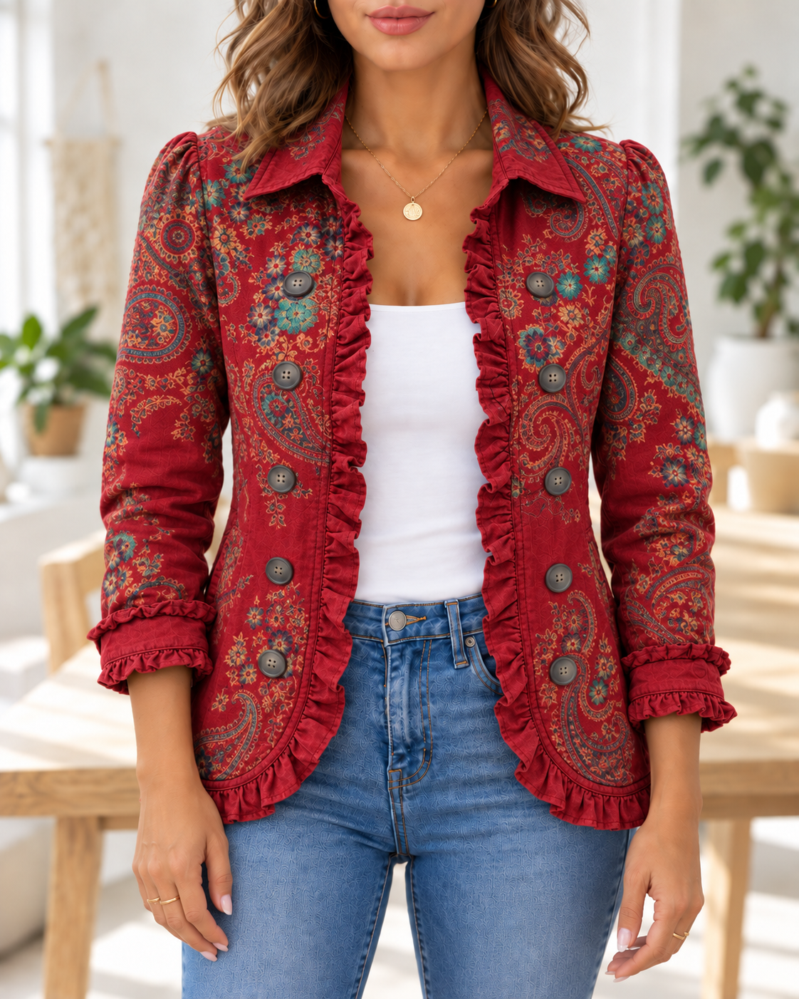 Fayrene · Chaqueta cachemira roja