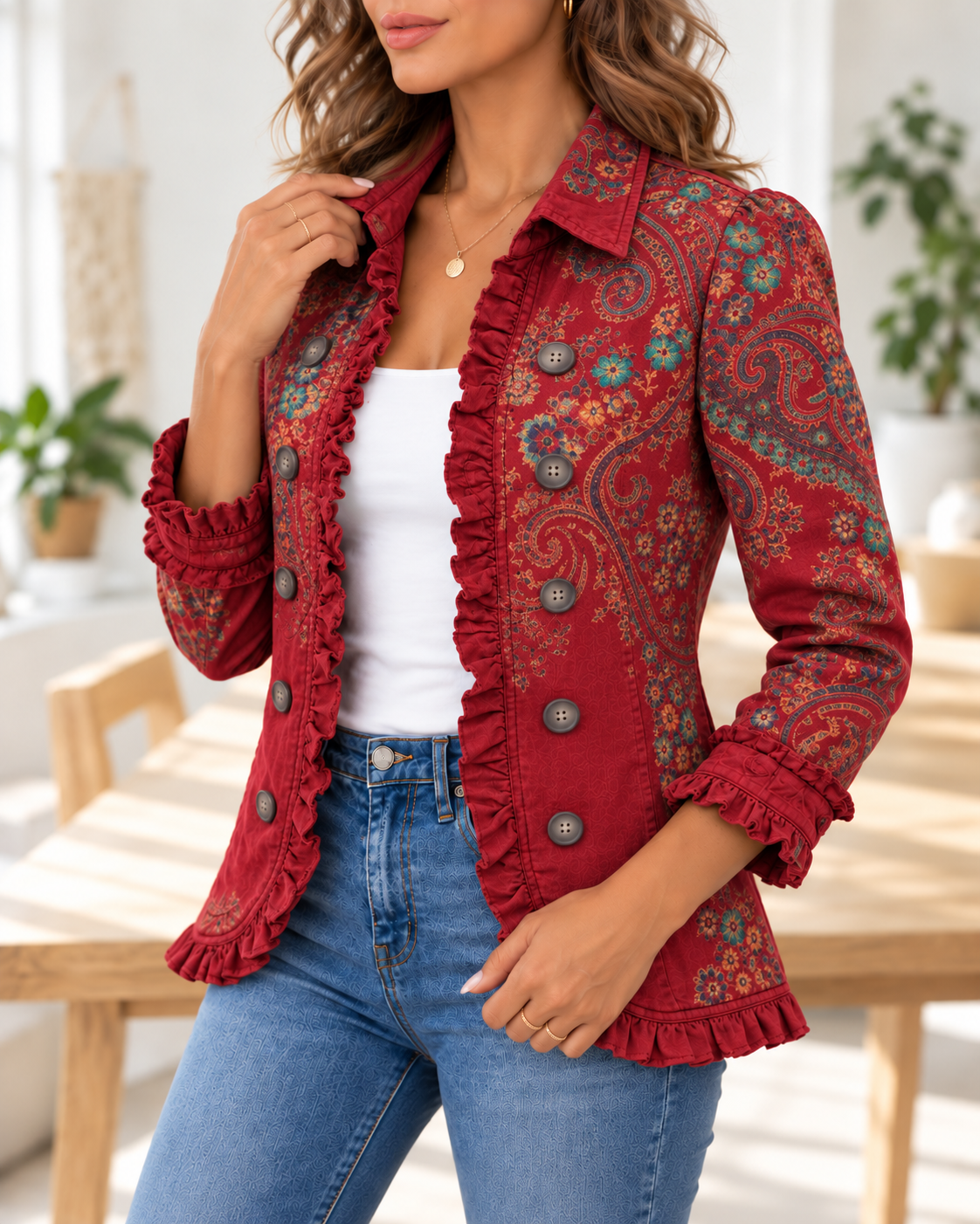 Fayrene · Chaqueta cachemira roja