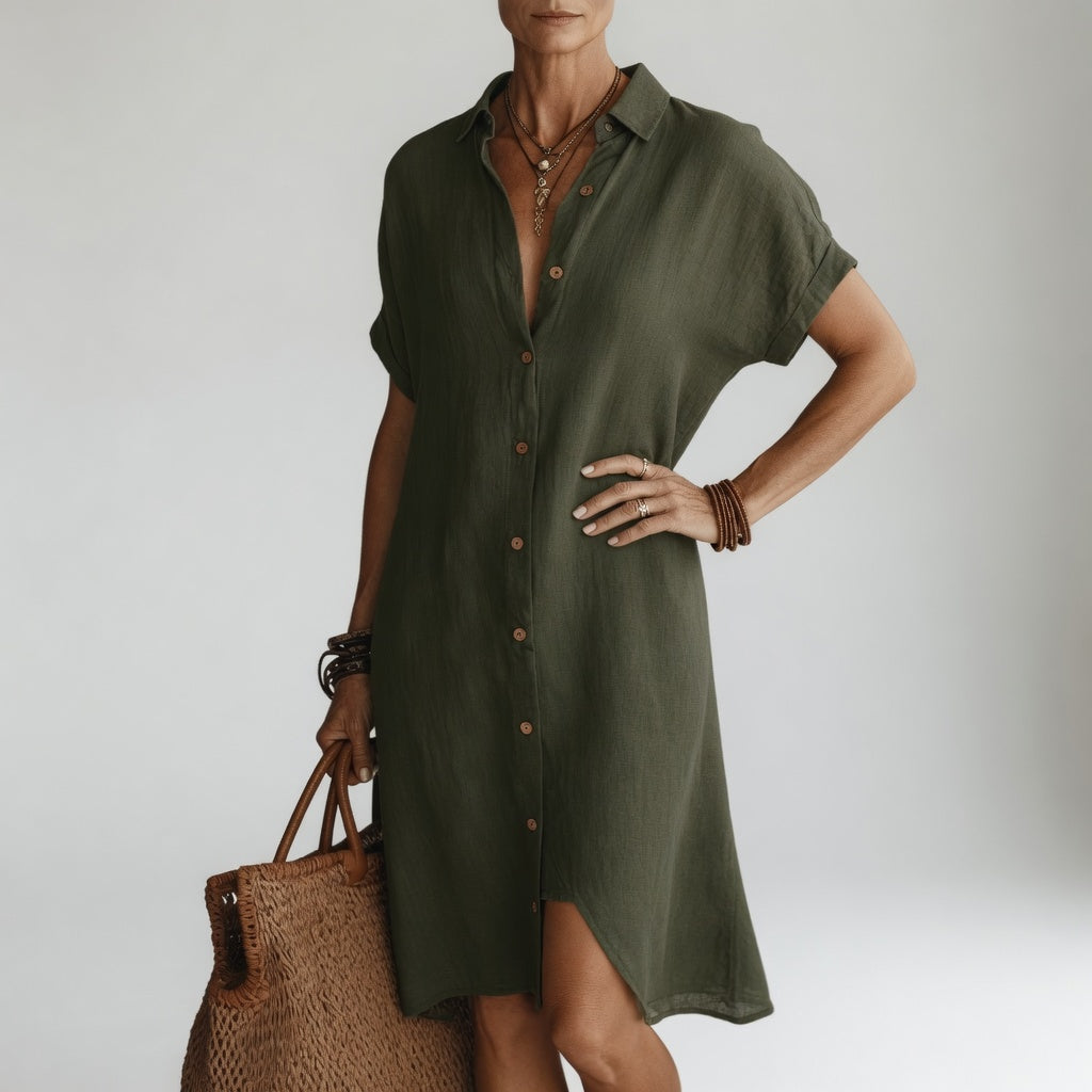 Mirella | Vestido camisero por debajo de la rodilla