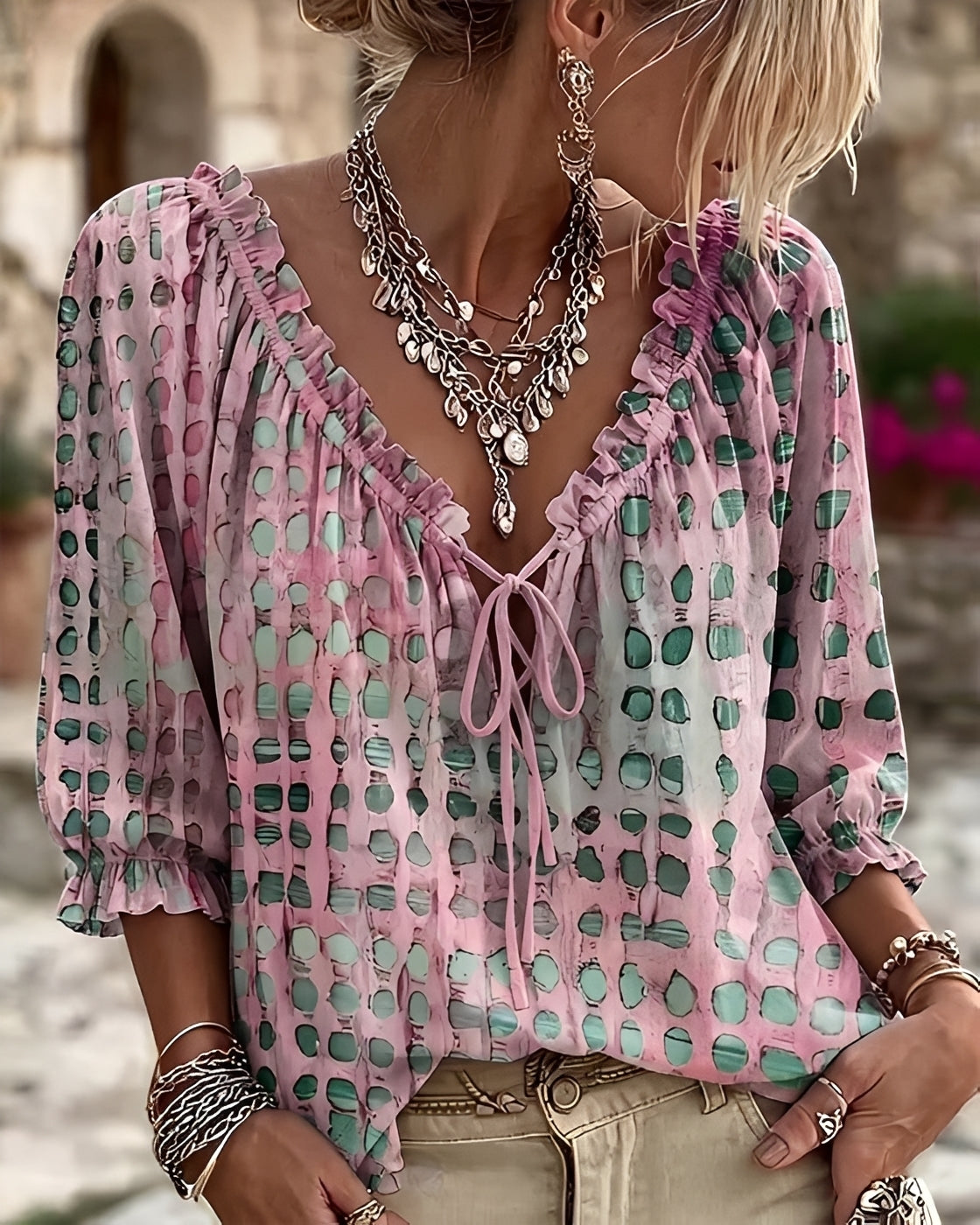 Candice - Blusa Elegante de Lunares