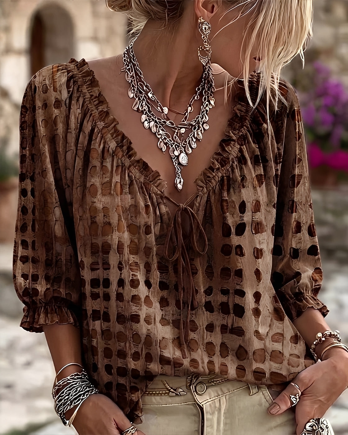 Candice - Blusa Elegante de Lunares