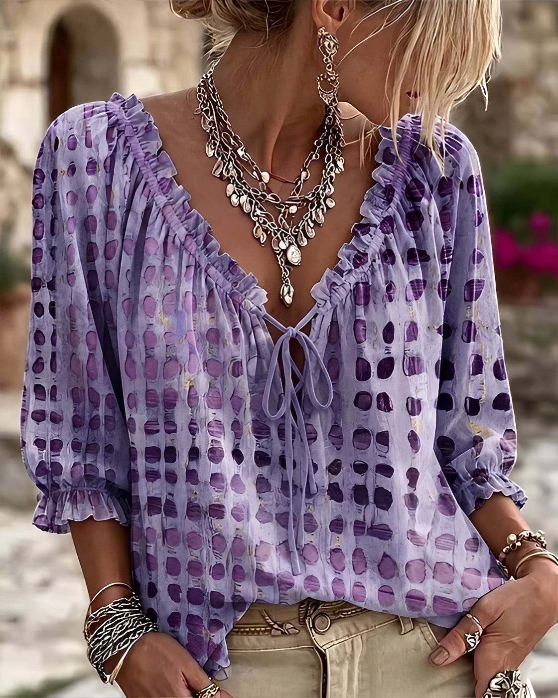 Candice - Blusa Elegante de Lunares