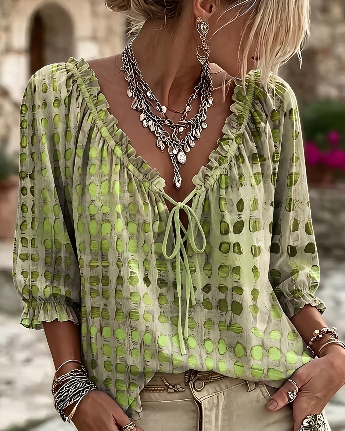 Candice - Blusa Elegante de Lunares