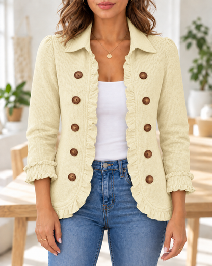 Lillian · Chaqueta canalé crema