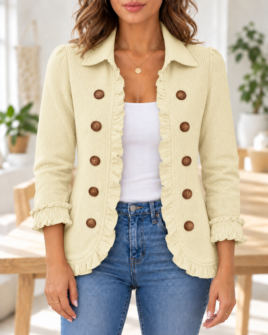 Lillian · Chaqueta canalé crema