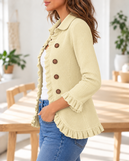 Lillian · Chaqueta canalé crema