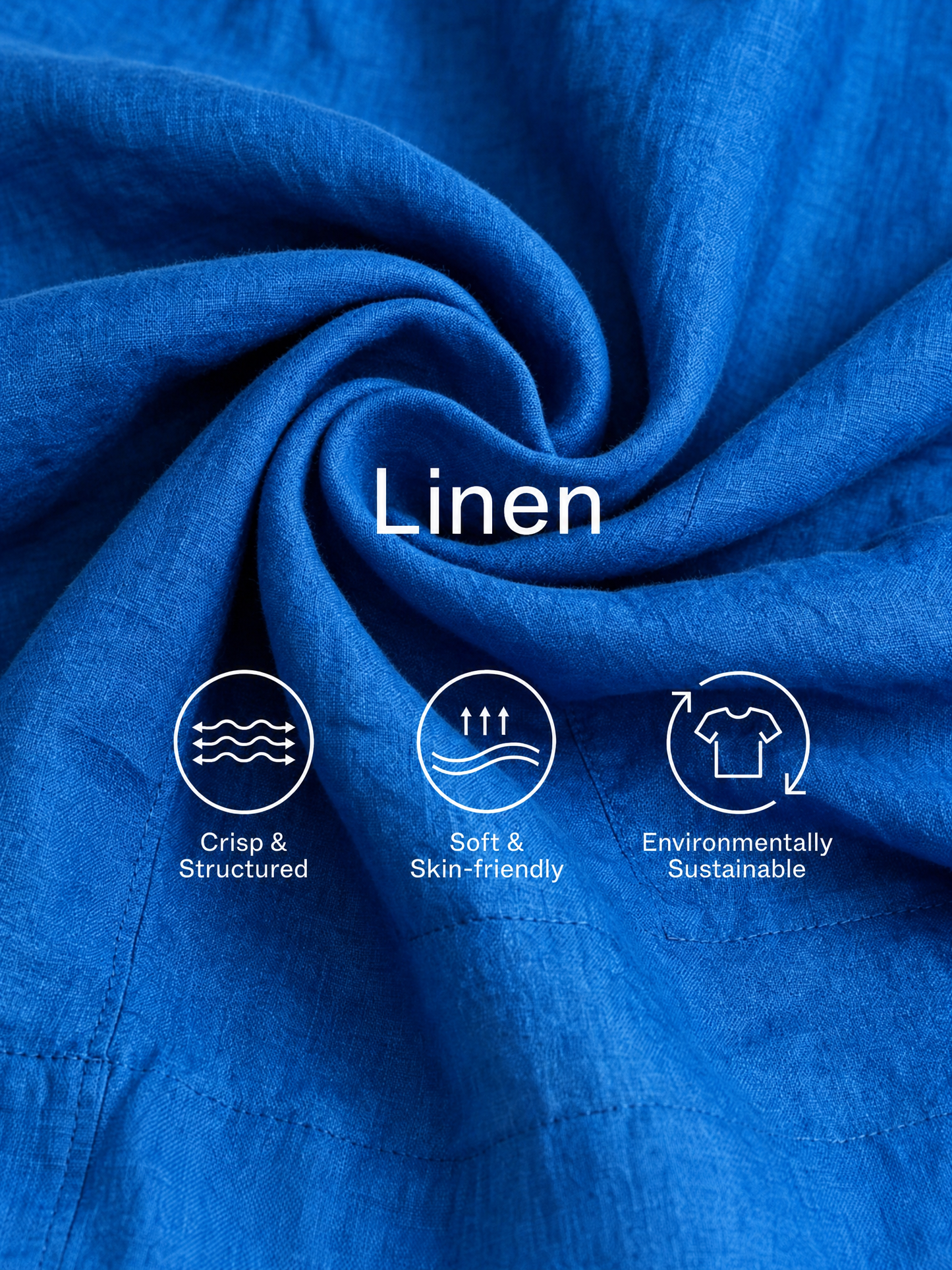 Women's Royal Blue Linen Mini Dress With Stand Collar Front Zip Placket & Large Patch Pockets, Minimalist Casual Summer Shirt Dress MDZ2373F7LYL