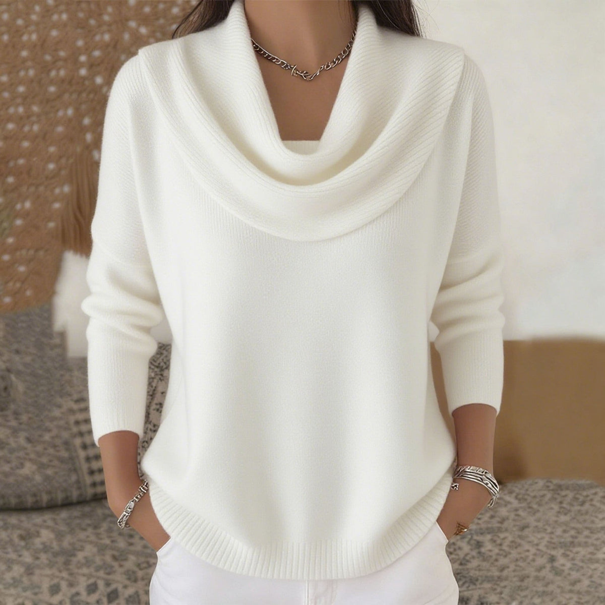 Iole | Jersey con Cuello Drapeado