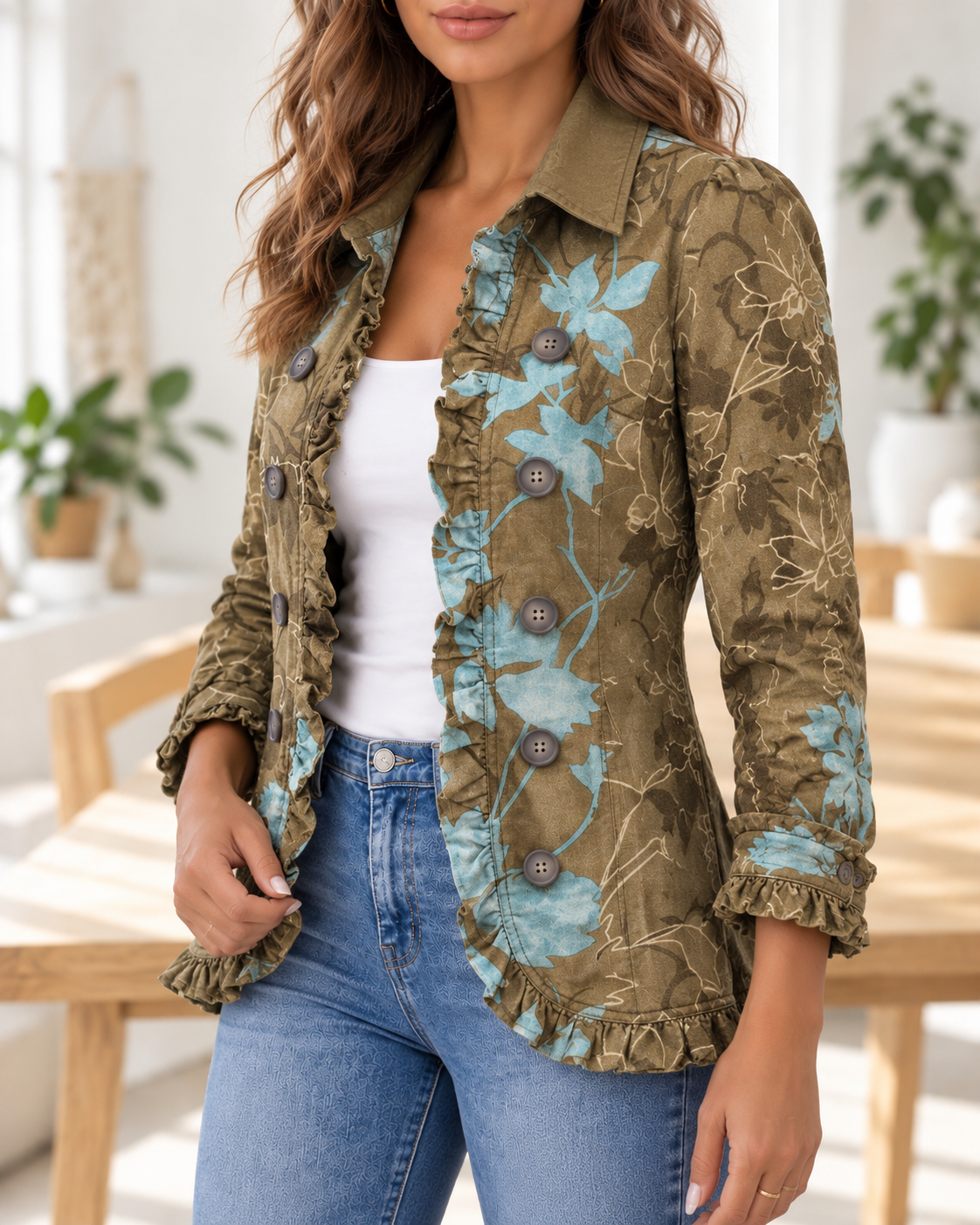 Sundara · Chaqueta floral oliva