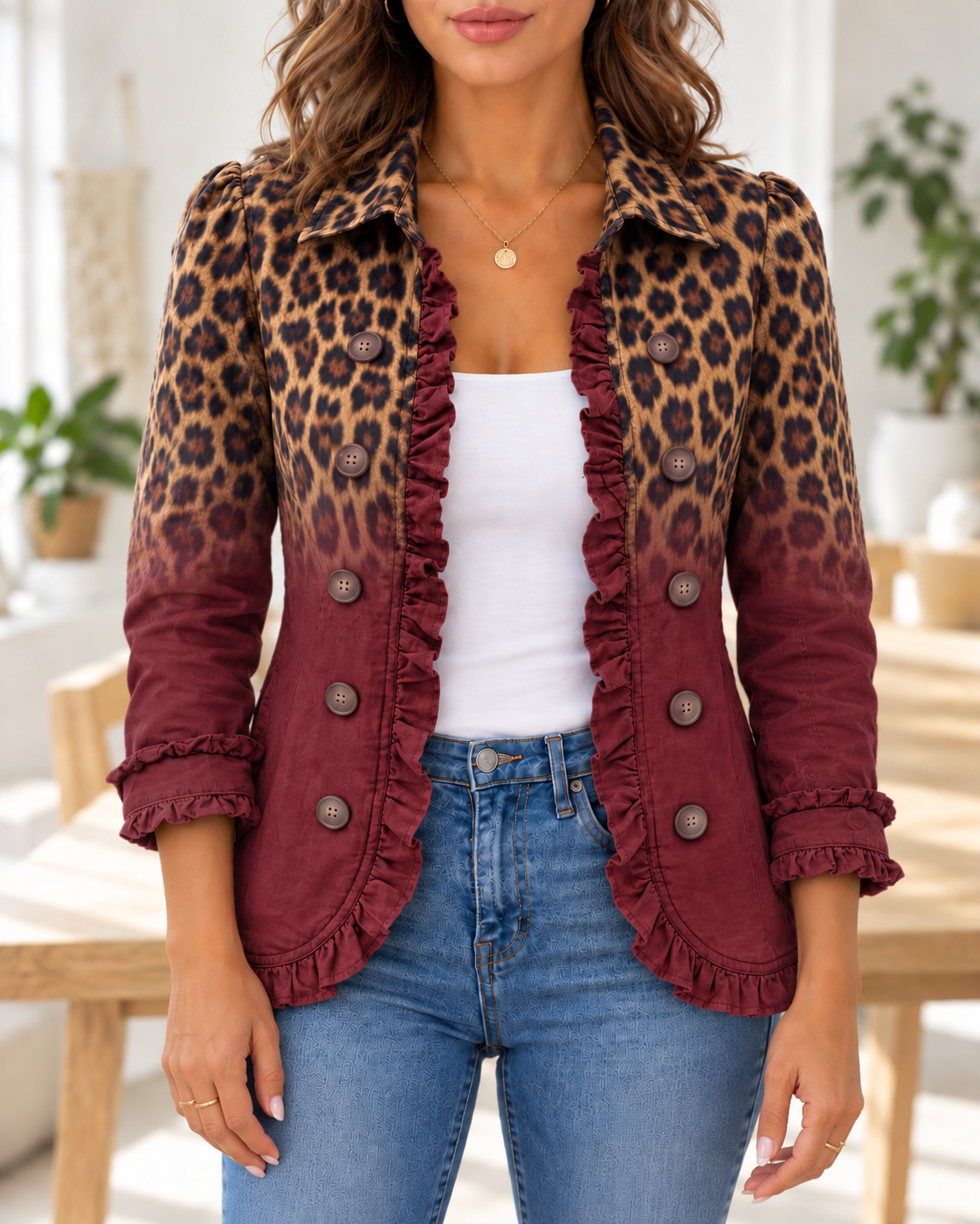 Talia · Chaqueta leopardo vino