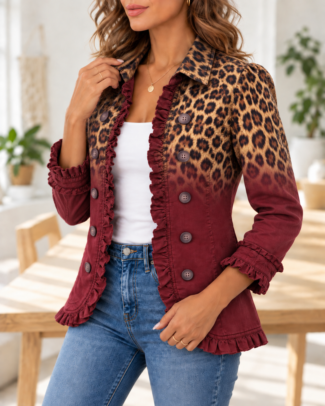 Talia · Chaqueta leopardo vino