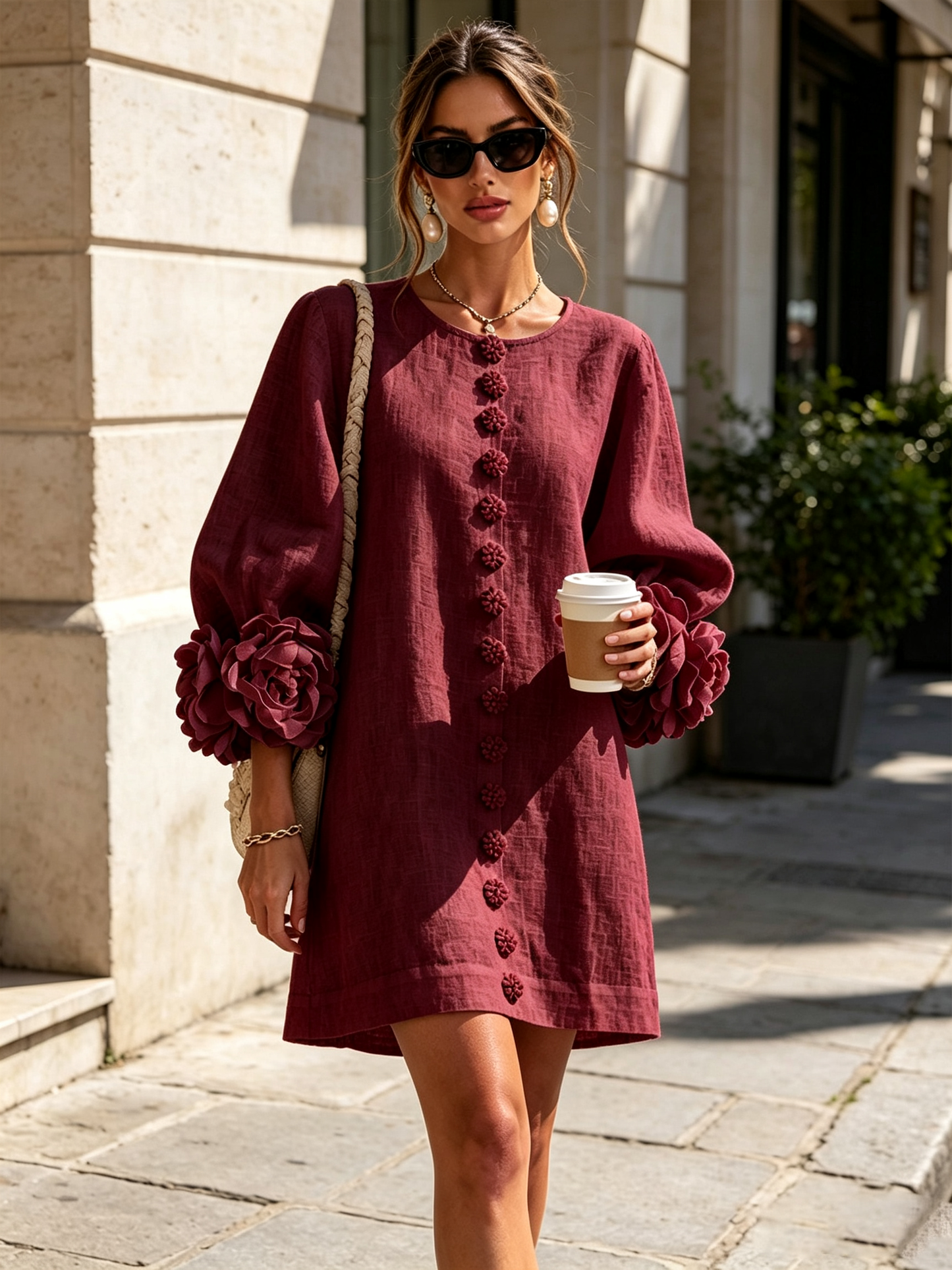 Minivestido I floral abotonado