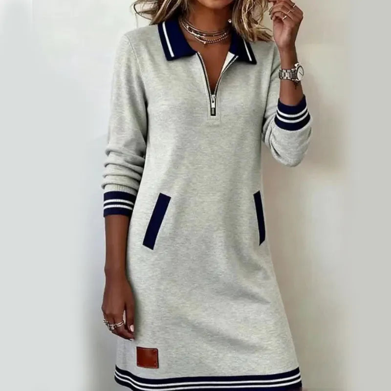 Caelyn - Vestido Polo de Tacto Suave con Media Cremallera