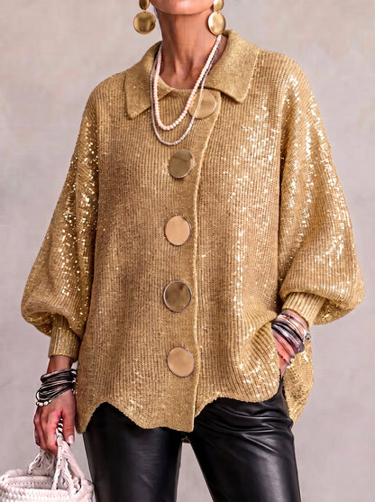 Celestina - Cárdigan Oversize con Botones Dorados
