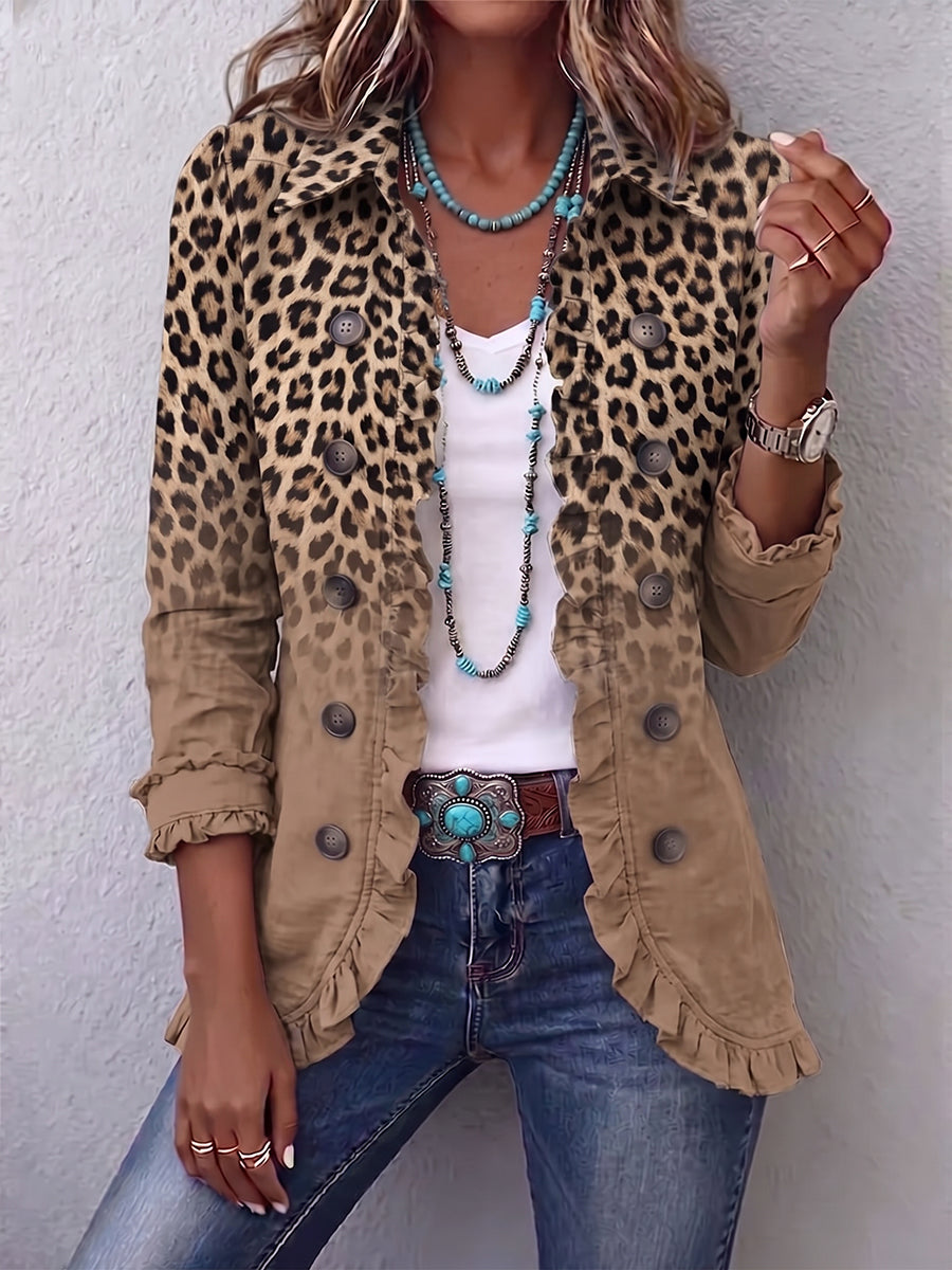 Donatella | Chaqueta Vintage de Leopardo Degradado con Volantes