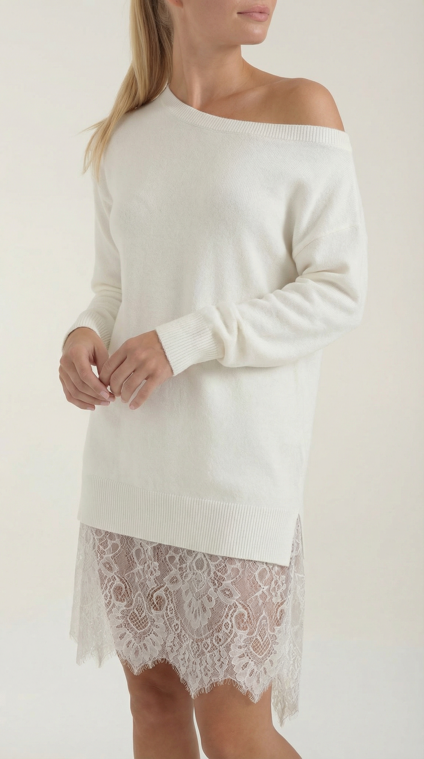 Vestido de punto con detalles de encaje Rosemary