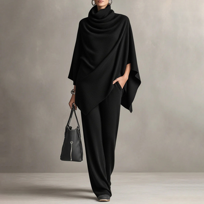 Valentina | Conjunto Elegante con Cuello Alto y Pantalón de Pierna Ancha
