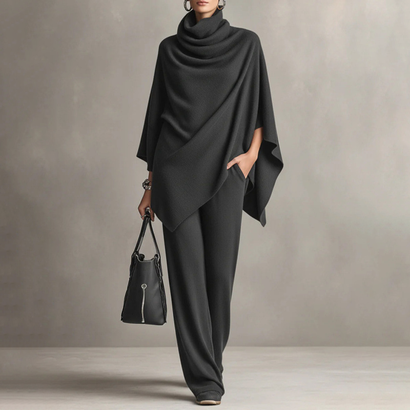 Valentina | Conjunto Elegante con Cuello Alto y Pantalón de Pierna Ancha