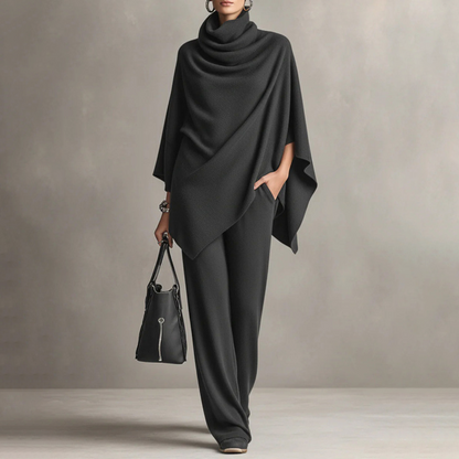Valentina | Conjunto Elegante con Cuello Alto y Pantalón de Pierna Ancha