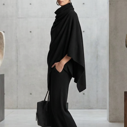 Valentina | Conjunto Elegante con Cuello Alto y Pantalón de Pierna Ancha