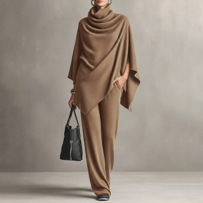 Valentina | Conjunto Elegante con Cuello Alto y Pantalón de Pierna Ancha