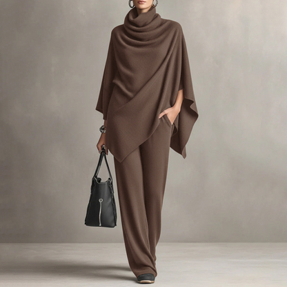 Valentina | Conjunto Elegante con Cuello Alto y Pantalón de Pierna Ancha