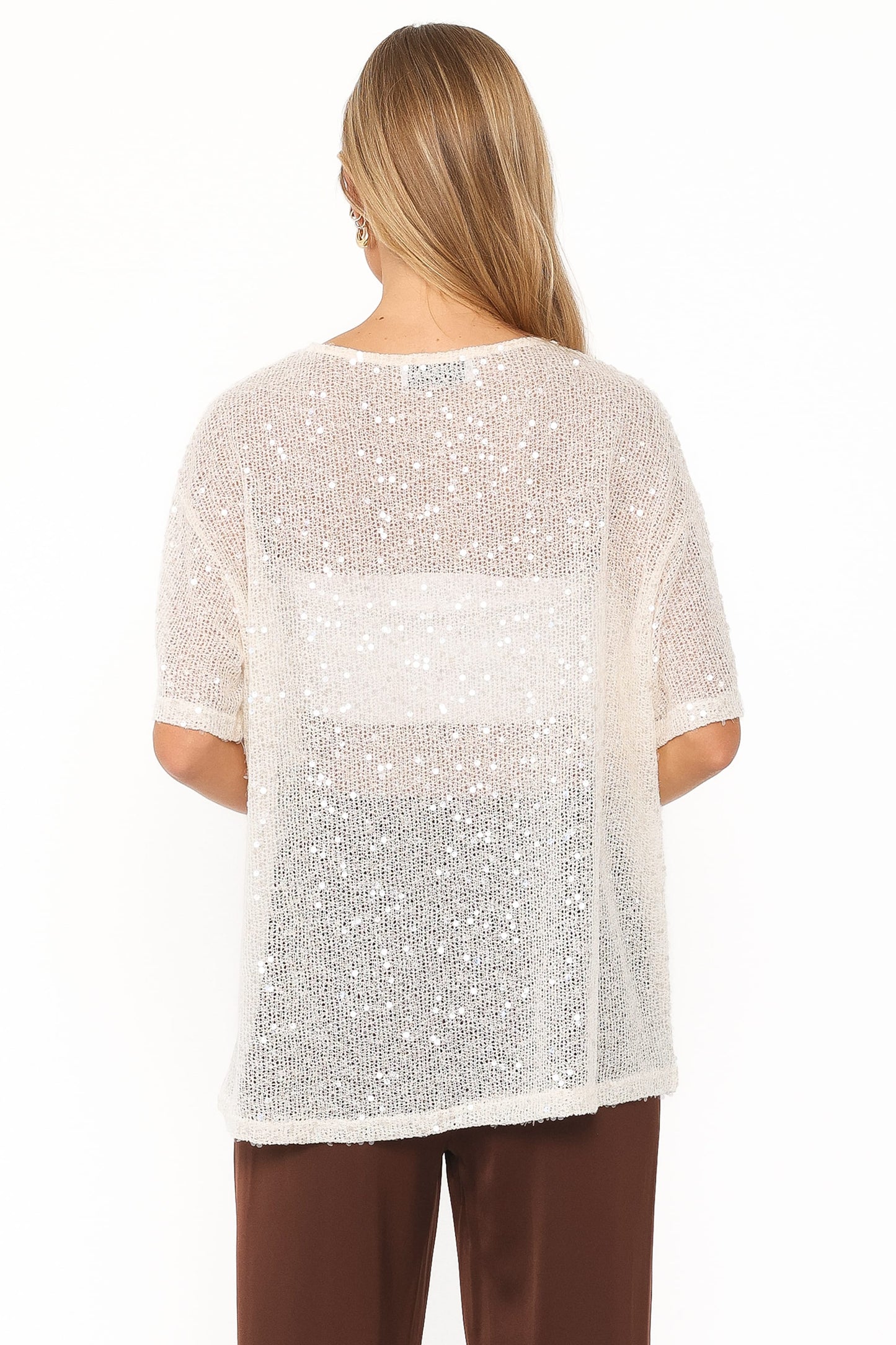 Top Nadine de tejido transparente - Crema